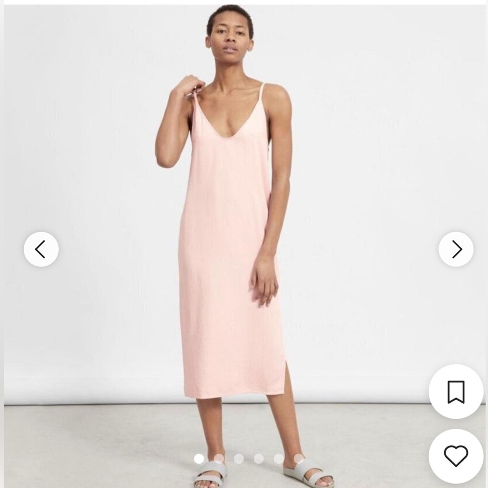 Everlane Japanese silk slip dress pink